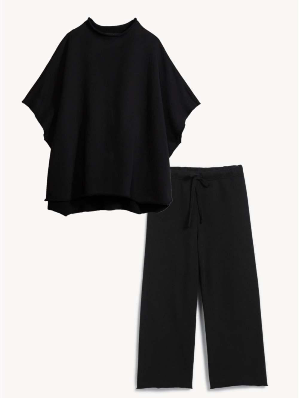 Frank & Eileen Black Malibu Travwl-Lounge Set — Relaxed Top & Drawstring Pants